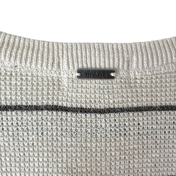 PRANA | NWOT MILANI HENLEY OATMEAL STRIPE COTTON & WOOL WAFFLE WEAVE | MEDIUM - Picture 8 of 11